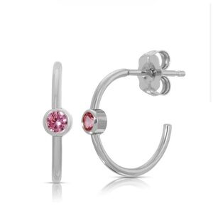 Maya Brenner 14k white gold hoop earrings with Pink Tourmaline